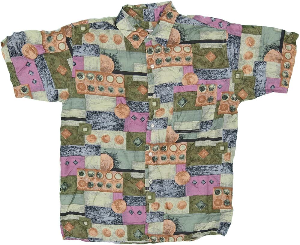 Vintage 100% Silk Abstract Geometric Funky Shirt S